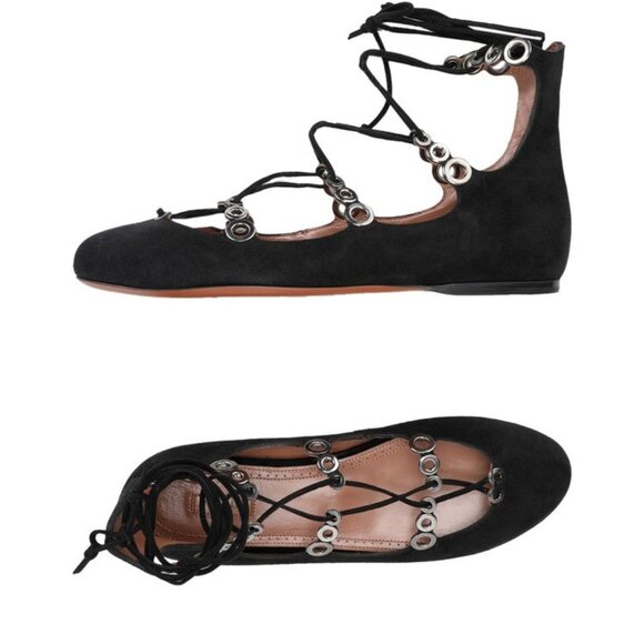 Alaia Black Lace-Up Flats - Picture 4 of 9